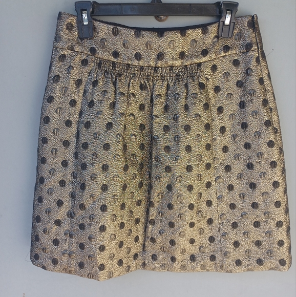 Tibi New York gold metallic black polka dots mini skirt 8. - Picture 1 of 3